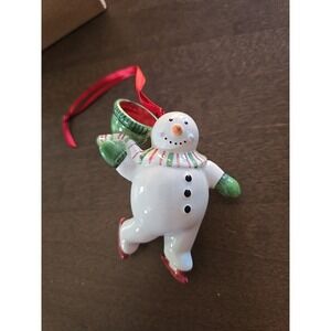 Longaberger Ornament Snowman Skating BLUSTER SKATING 2004 Ceramic‎